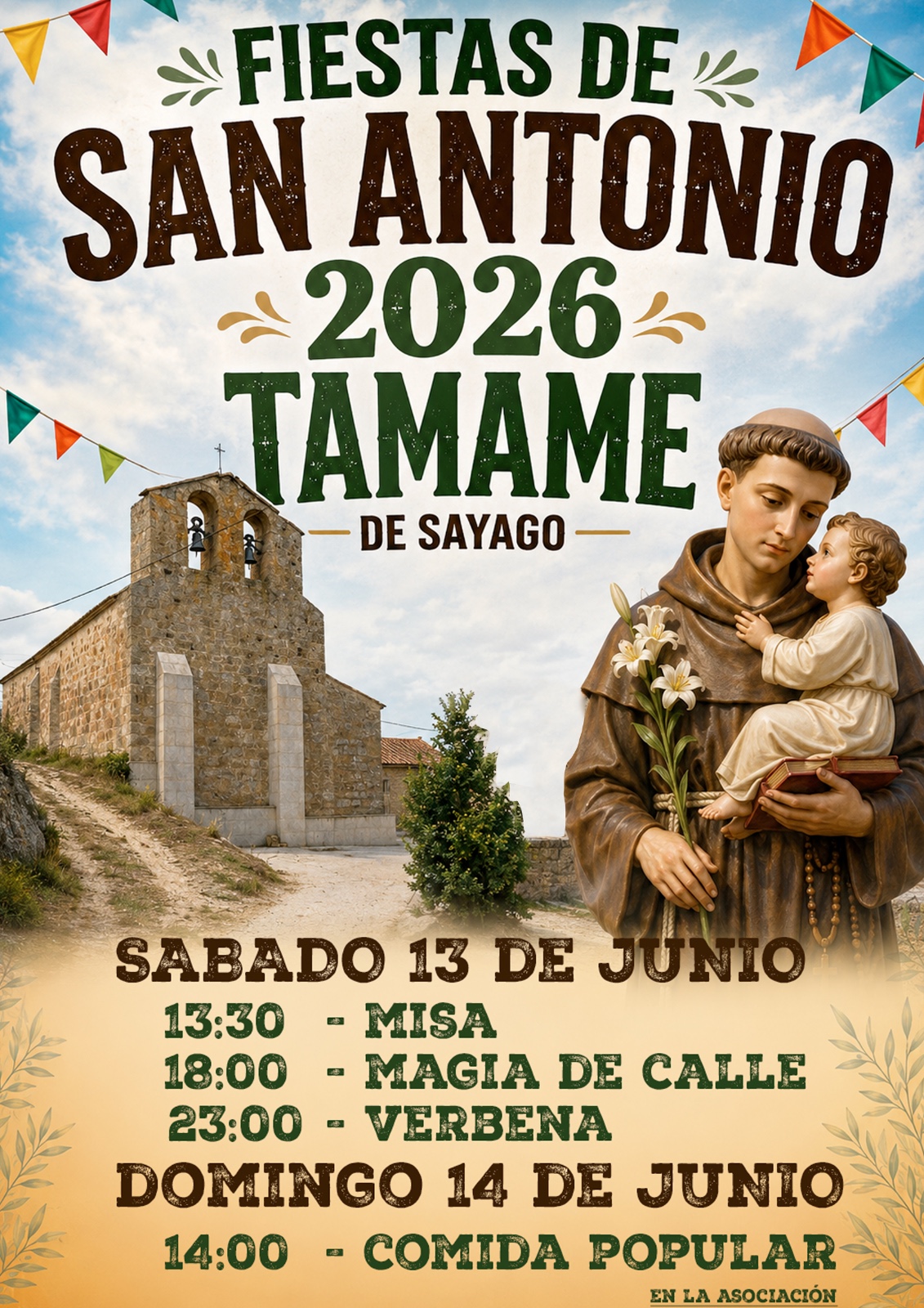 Cartel de las Fiestas de San Antonio de Padua — 13 y 14 de junio de 2026